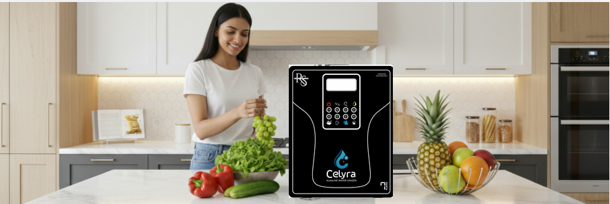 Healthy family drinking alkaline water